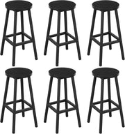 Sgabello da Bar Set di 6, Sgabello da Cucina con Poggiapiedi, Sgabello Alto in Stile Moderno/Industriale per Bar, Caffè, Isola della Cucina, Nero, K0007BH-6