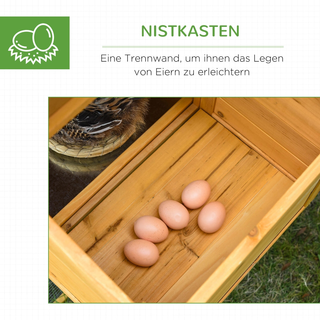 Pollaio per galline nane con recinto e nido ¨C Xylo ¨C Legno di abete sigillato, tetto in asfalto, giallo+verde