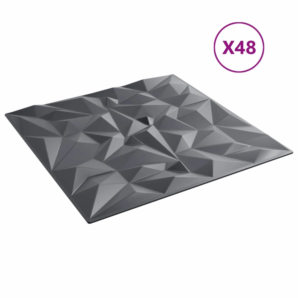 Pannelli da parete 48 pz 50 x 50 cm Grigio ametista Schiuma XPS 42046058