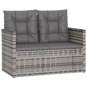 Panchina da Giardino | Panca da Giardino con Cuscini Grigia 105 cm in Polyrattan