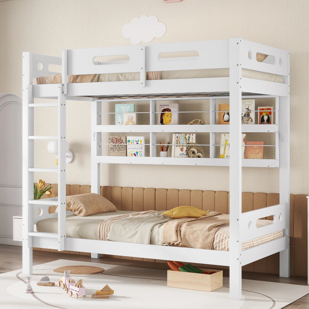 letto a castello legno e mdf bianco 90x200 cm