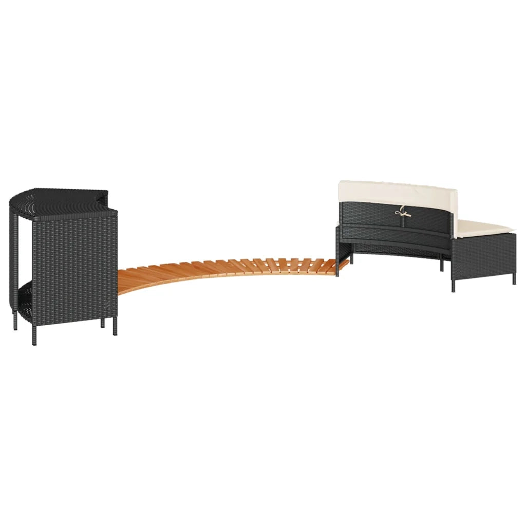Bordo per Spa Nero in Polyrattan e Legno Massello di Acacia CFW7724760