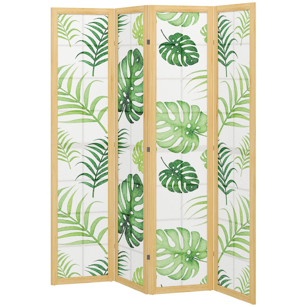 Paravento pieghevole in legno con motivo tropicale ¨C zephmum ¨C Verde 180x150 cm