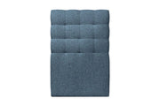Testiera in tessuto bouclé blu imbottita L90 cm