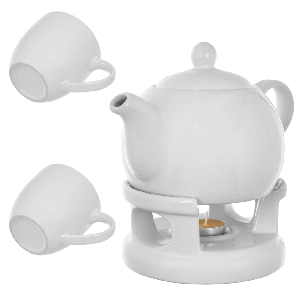 Teiera KADAX con riscaldatore, 1 litro, in ceramica, confezione regalo con 2 tazze.