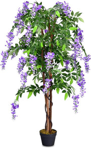 Albero Glicine Artificiale Fiori Pianta Decorativa in Vaso da Arredo Interno ed Esterno, Viola