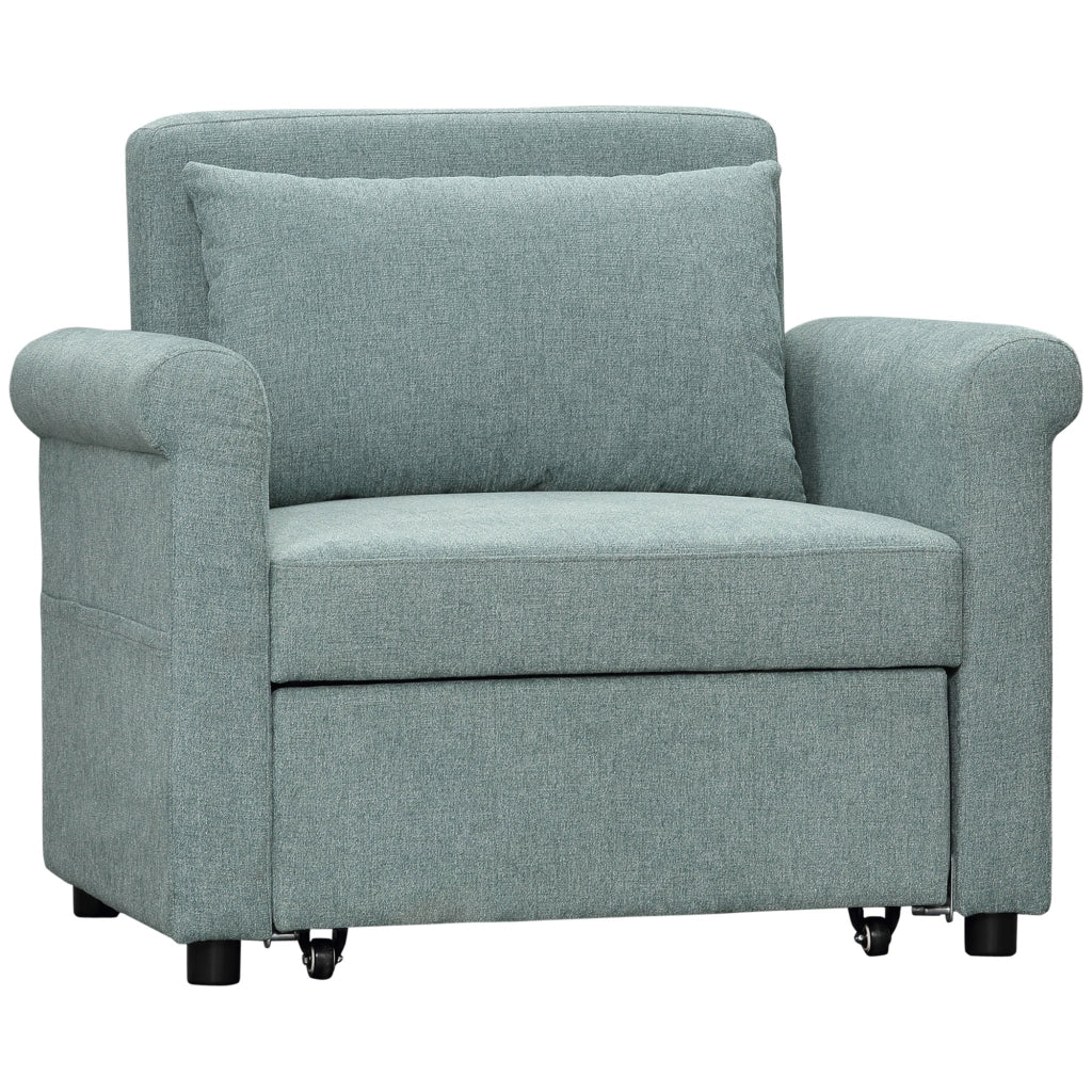 EasyComfort Poltrona Letto Singolo Salvaspazio Reclinabile su 4 Livelli con Seduta Imbottita, 96x84.5x87.5cm, Verde
