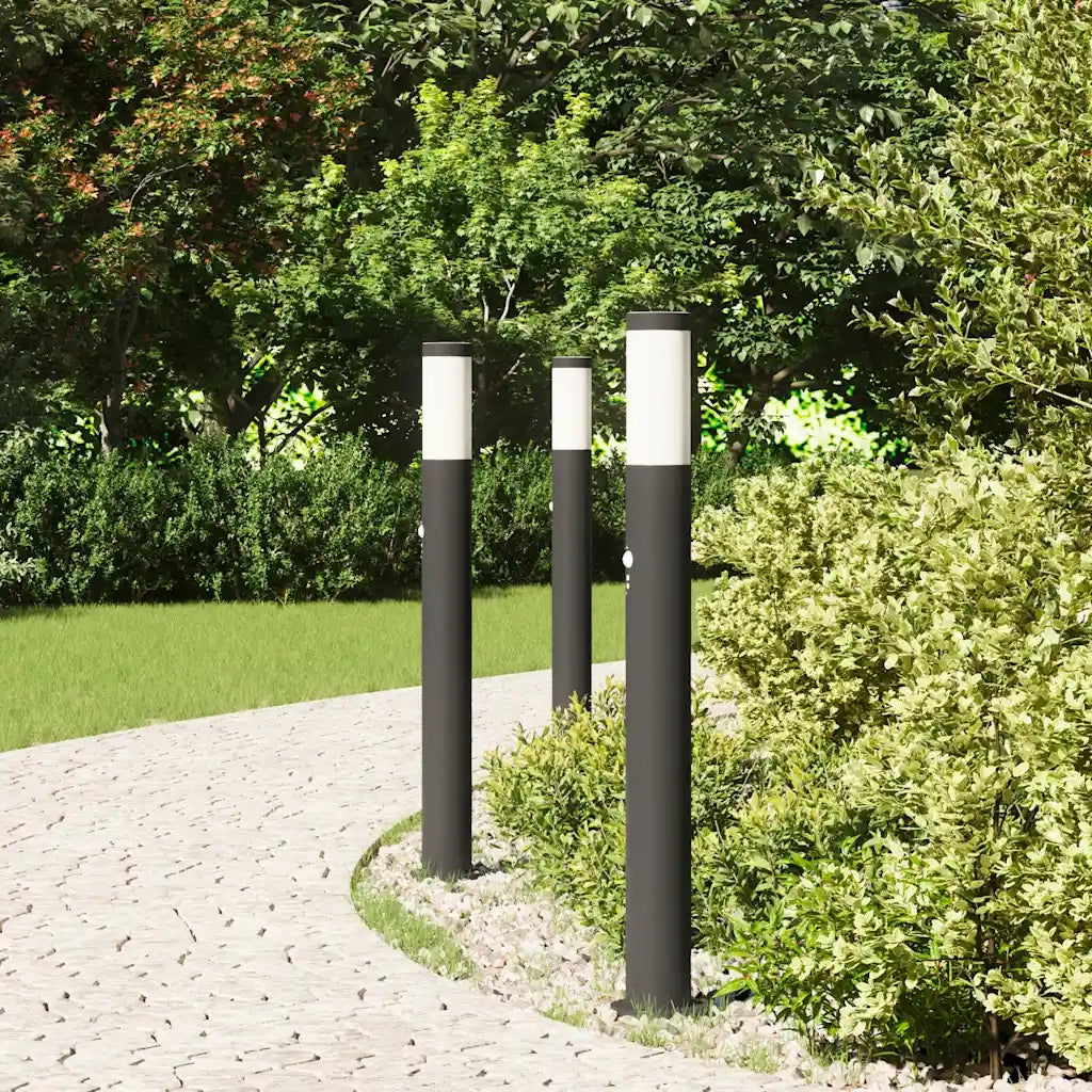 Lampioni a dissuasore con sensore 3 pz 80 cm Acciaio Inox IP44 4006032
