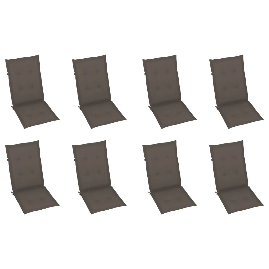 Sedie Reclinabili da Giardino con Cuscini 8 pz Massello di Teak 3072549