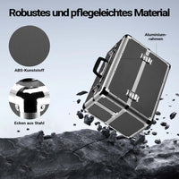 Cassetta attrezzi vuota in alluminio con 2 chiavi, valigetta universale per attrezzi 45 x 32 x 22,5 cm, hobby, lavoro, cassetta portautensili con separatori,