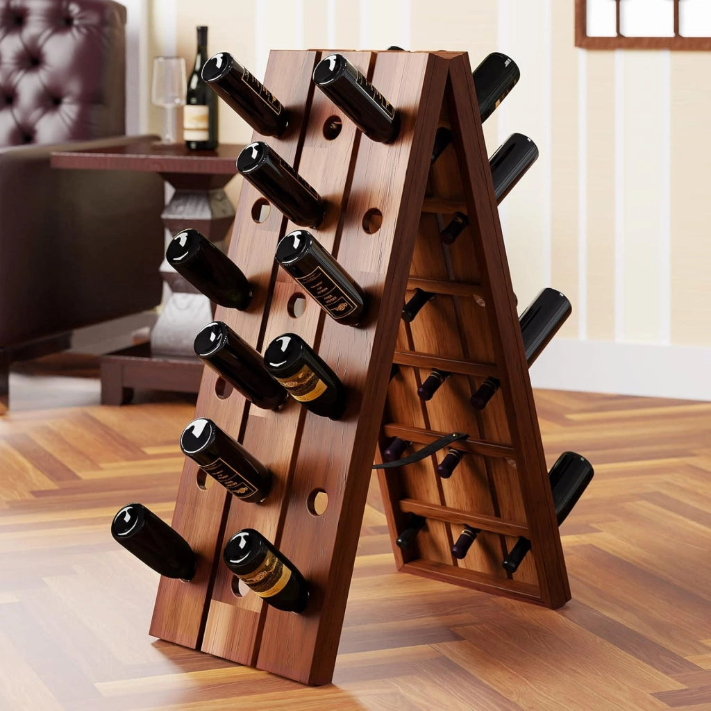 Portavini 36 Bottiglie in Legno di Acacia 87x 55x 39 cm Cantina Cucina Soggiorno Portabottiglie Botte Scaffale Rustico