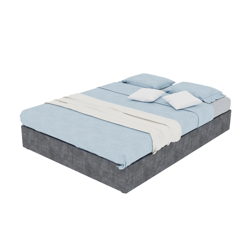 Letto 140x200 cm con struttura robusta in tessuto e metallo grigio