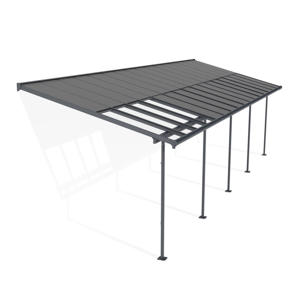 Canopia Sierra Cabrio Pergola Addossata in Alluminio 3X9.7 m Struttura grigia / Pannelli grigio opaco