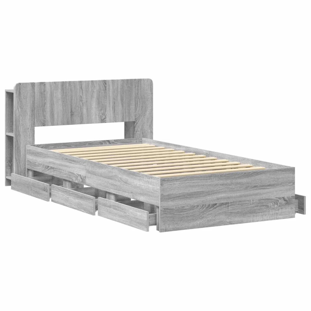 Struttura del letto con stoccaggio e testata Sonoma grigio 3433914
