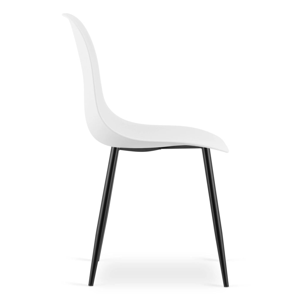 Sedia scandinava WAT bianca con gambe in metallo nero