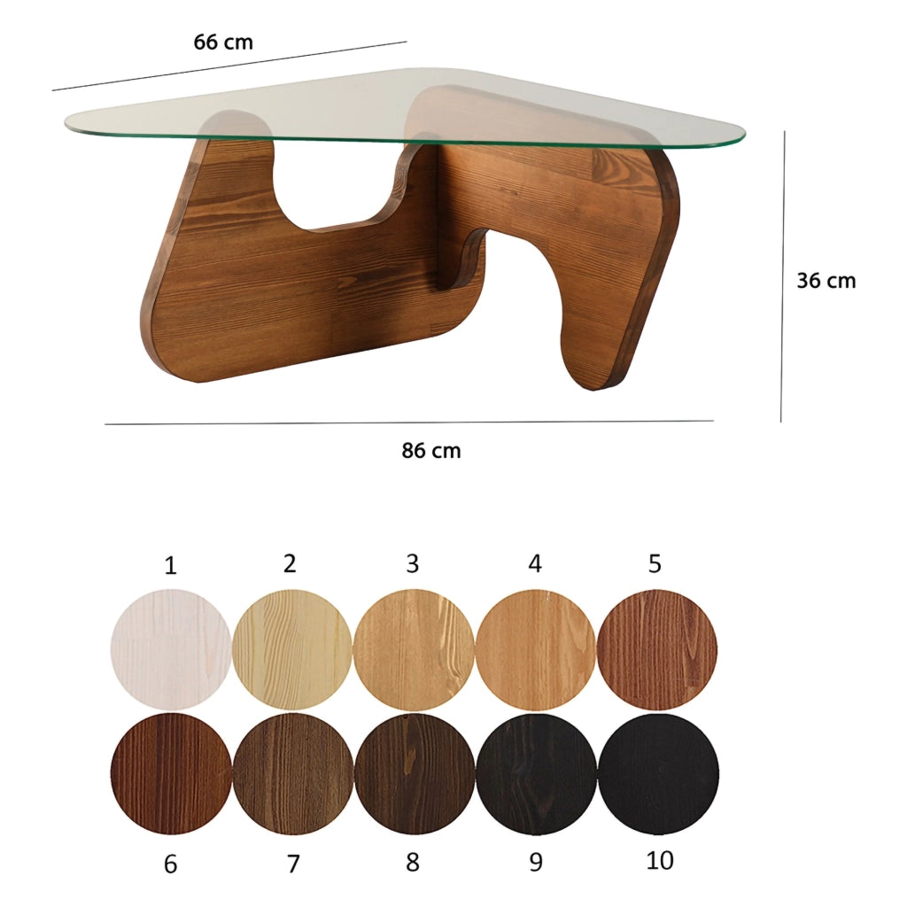 Volpiano, Tavolino da Salotto Forma Triangolare, 86x66x36h cm Marrone Noce
