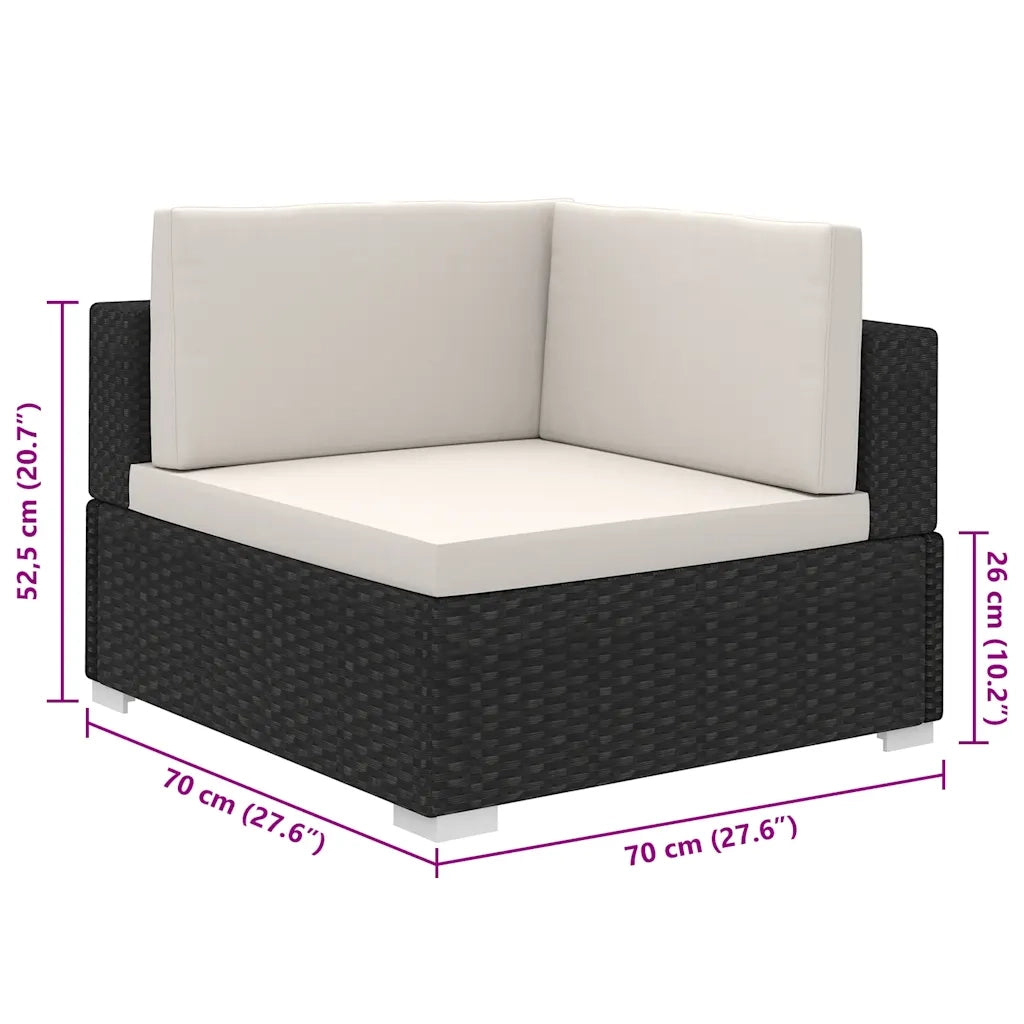 Set Divani da Giardino 8 pz con Cuscini in Polyrattan Nero cod mxl 39368