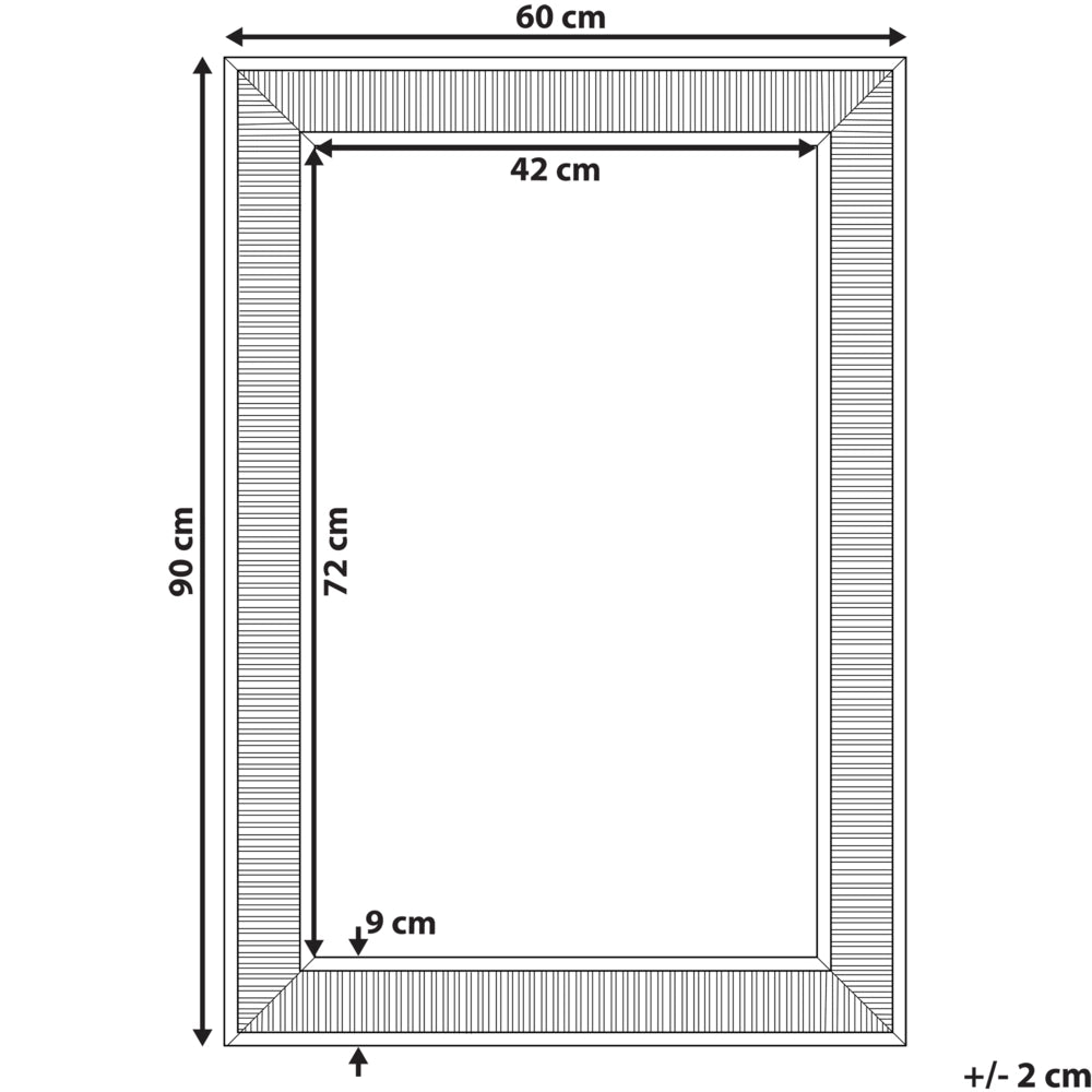 Specchio da parete dorato 60 x 90 cm con cornice sintetica moderno stile glam soggiorno camera da letto