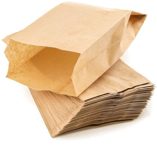 Zaketti di Carta - Pacchi di Carta - Borse di Regalo di Carta - Marrone - Borse per Pane - Ideali per Dolci e Biscotti - 100 Unità - 18 x 32 cm
