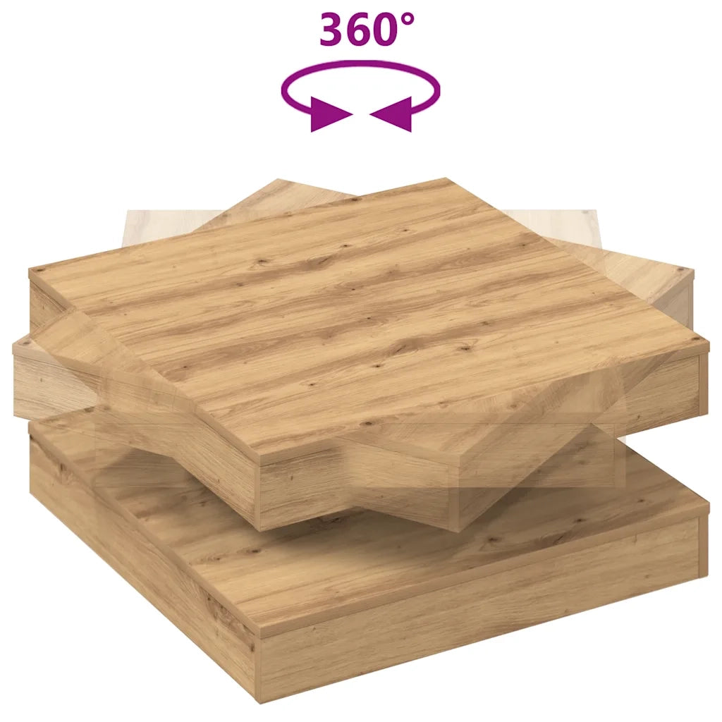 Tavolino da Caff¨¨ Girevole a 360 Gradi-Tavolino da soggiorno Artigianale 70x70x34,5cm