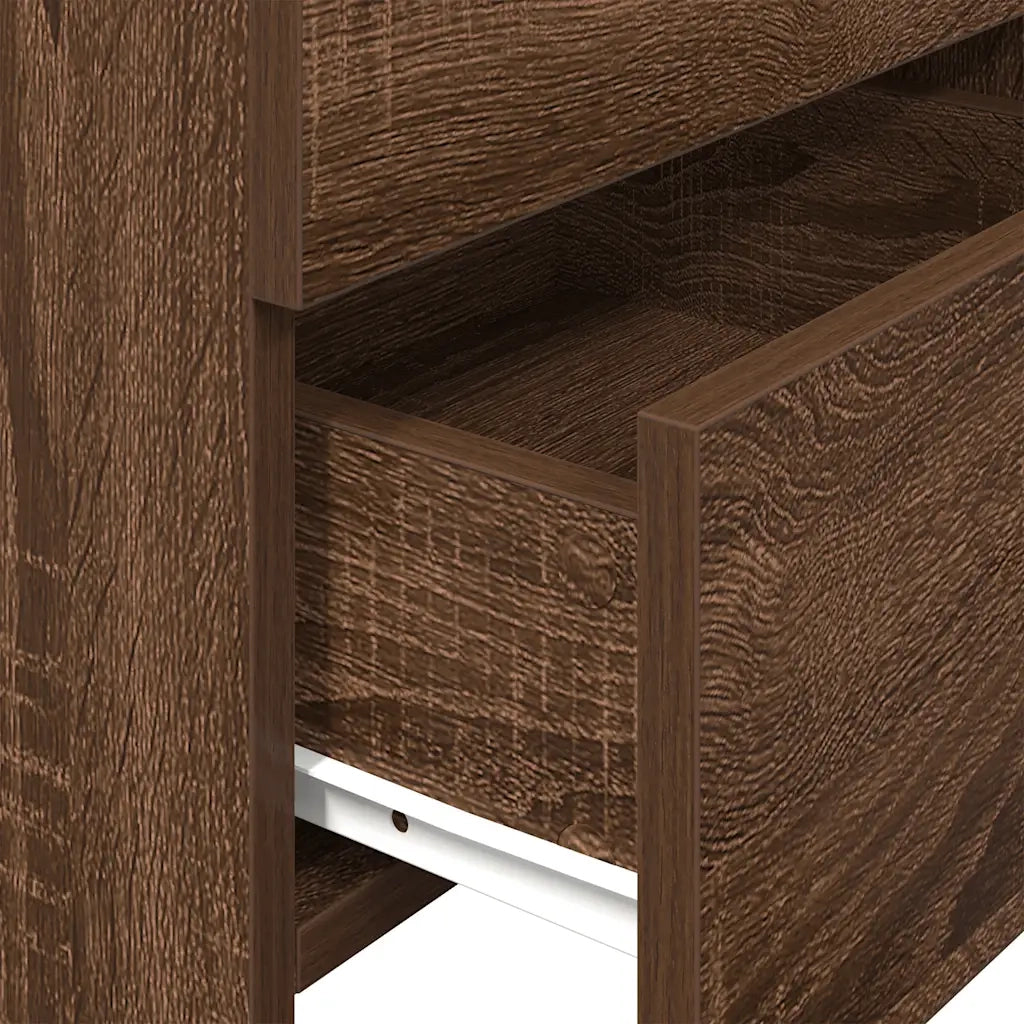 Comodini 2 pz con 2 cassetti in rovere marrone 40x36,5x62 cm 858645