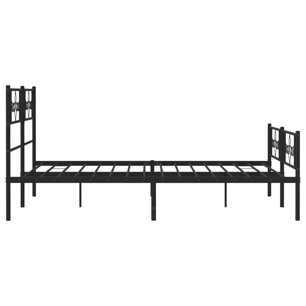 Giroletto con Testiera e Pediera-Struttura Letto Metallo Nero 120x190 cm 500536
