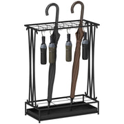 Portaombrelli con vassoio estraibile ¨C Zephmum ¨C 24 ganci, acciaio, nero