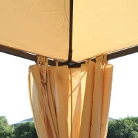 Gazebo da Giardino 3 x 3m con 4 Tende Laterali e Doppio Tetto Beige