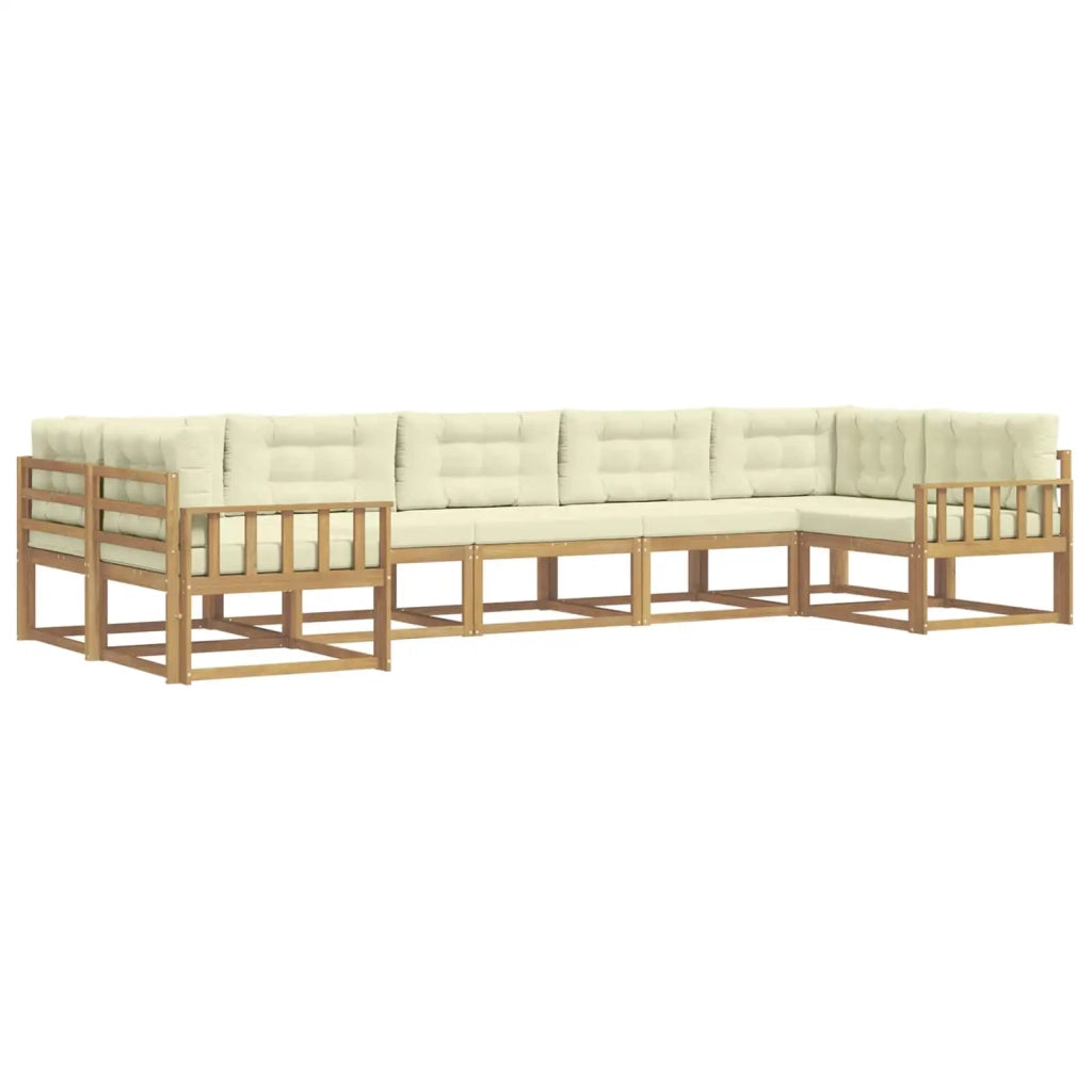 Set di divani da esterno con cuscino 7 pcs Bianco e Crema