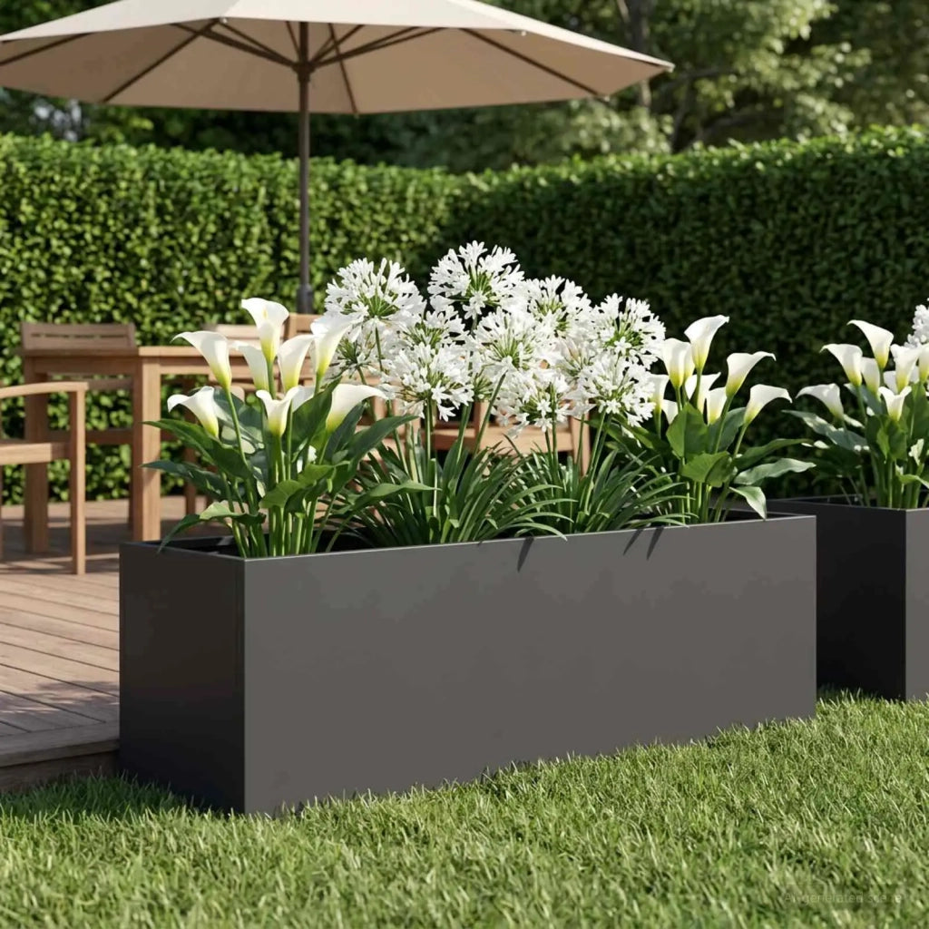 Vaso da giardino Nero 80 x 30 x 30 cm Acciaio laminato a freddo 8005204