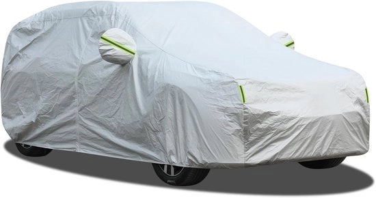 Autohoes con copertura completa - impermeabile, resistente alla polvere, resistente al neve, antifouling e protezione UV (argento 410-430 cm SUV)