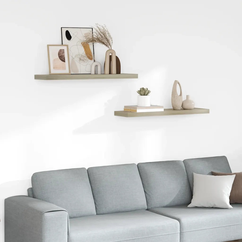 Scaffali a Parete 2 pz Rovere 90x23,5x3,8 cm in MDF 323881
