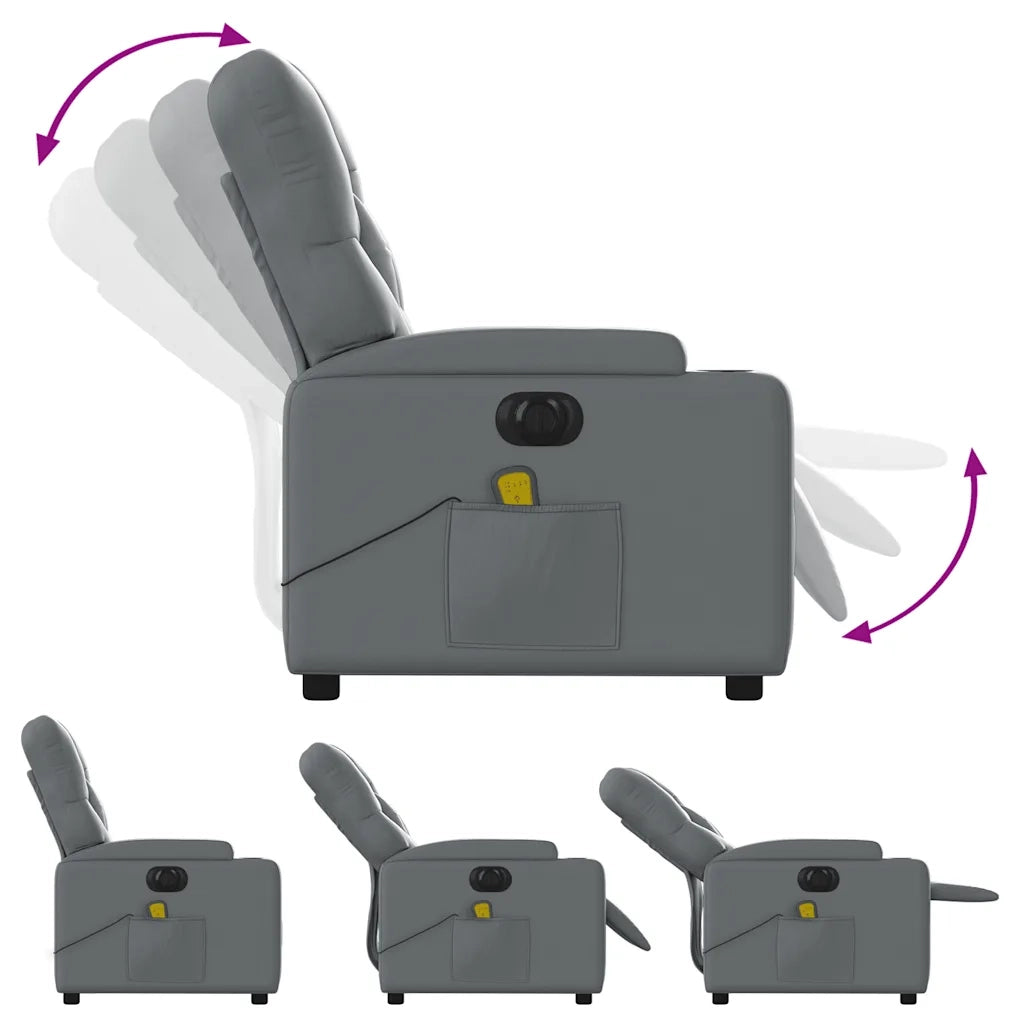 Poltrona Massaggiante | Sedia Relax Elettrica Reclinabile Grigio Similpelle