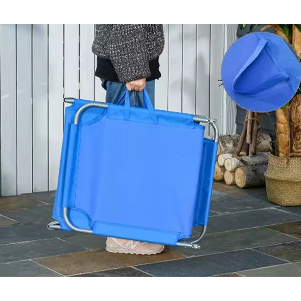 Trade Shop - Lettino In Textilene Blu Per Mare Giardino Schienale Regolabile In 3 Posizioni 281045 -