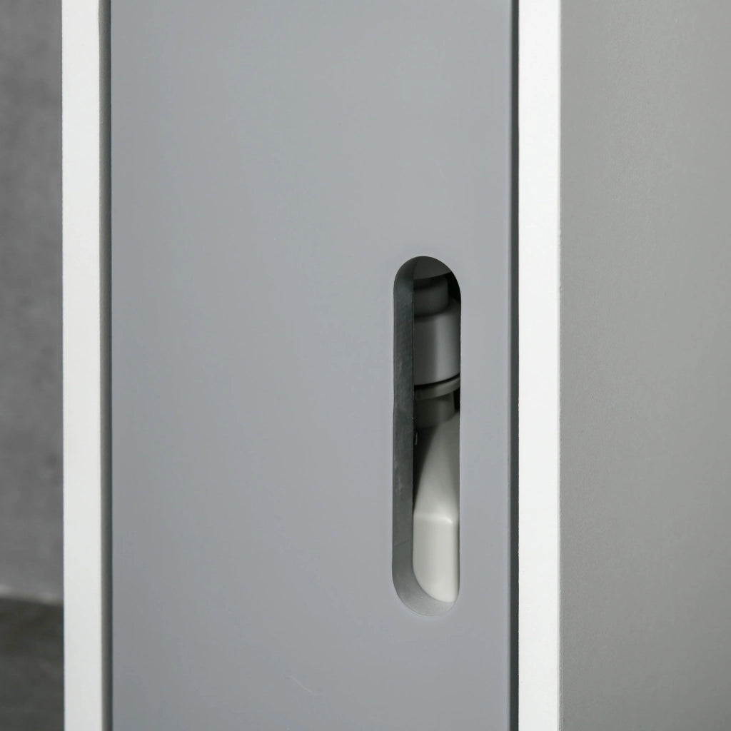 Mobile a Colonna con Mensole e Armadietti 15x17x120 cm in MDF e Legno Truciolare Bianco e Grigio