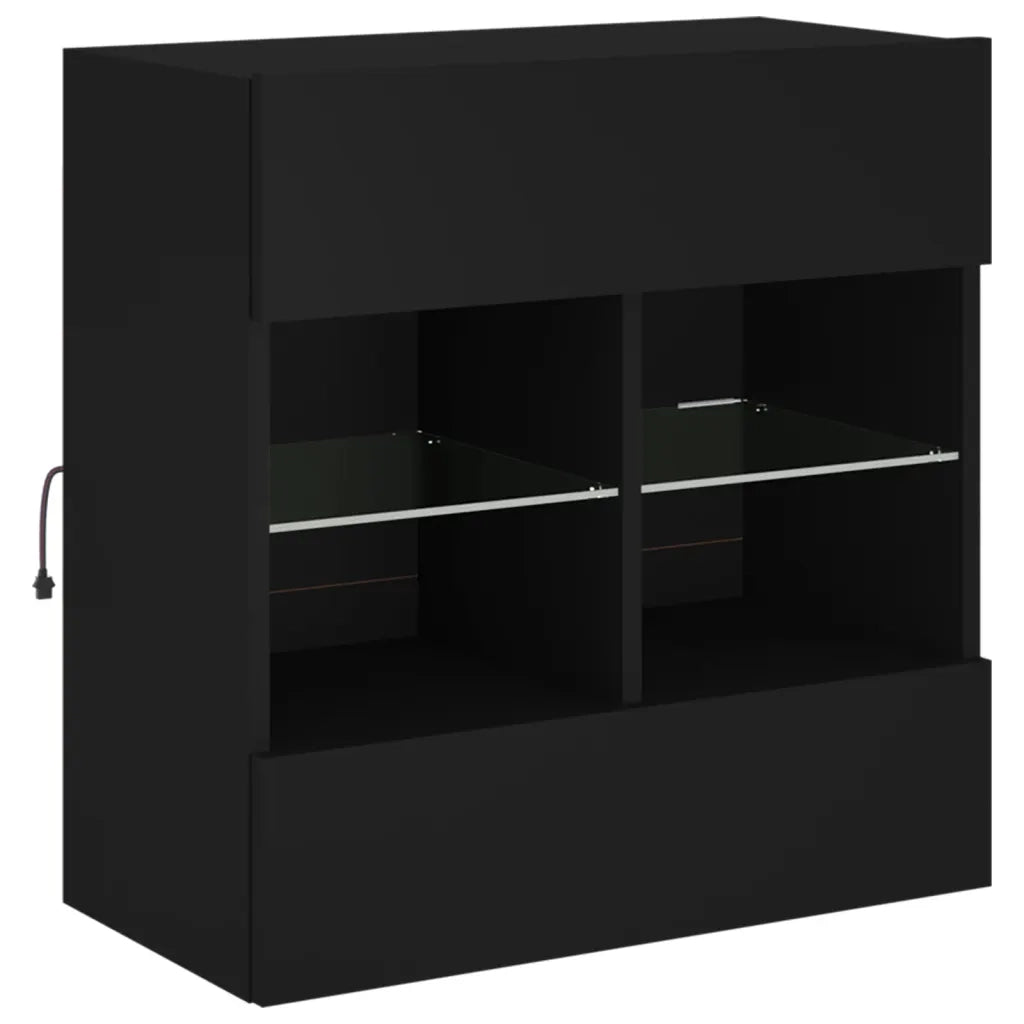 Mobile TV a Parete con Luci LED Nero 58,5x30x60,5 cm 837093