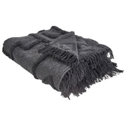 Coperta Grigio Cotone 200 x 220 cm Grande Coperta Letto Lancio Ciuffo Stile Boho