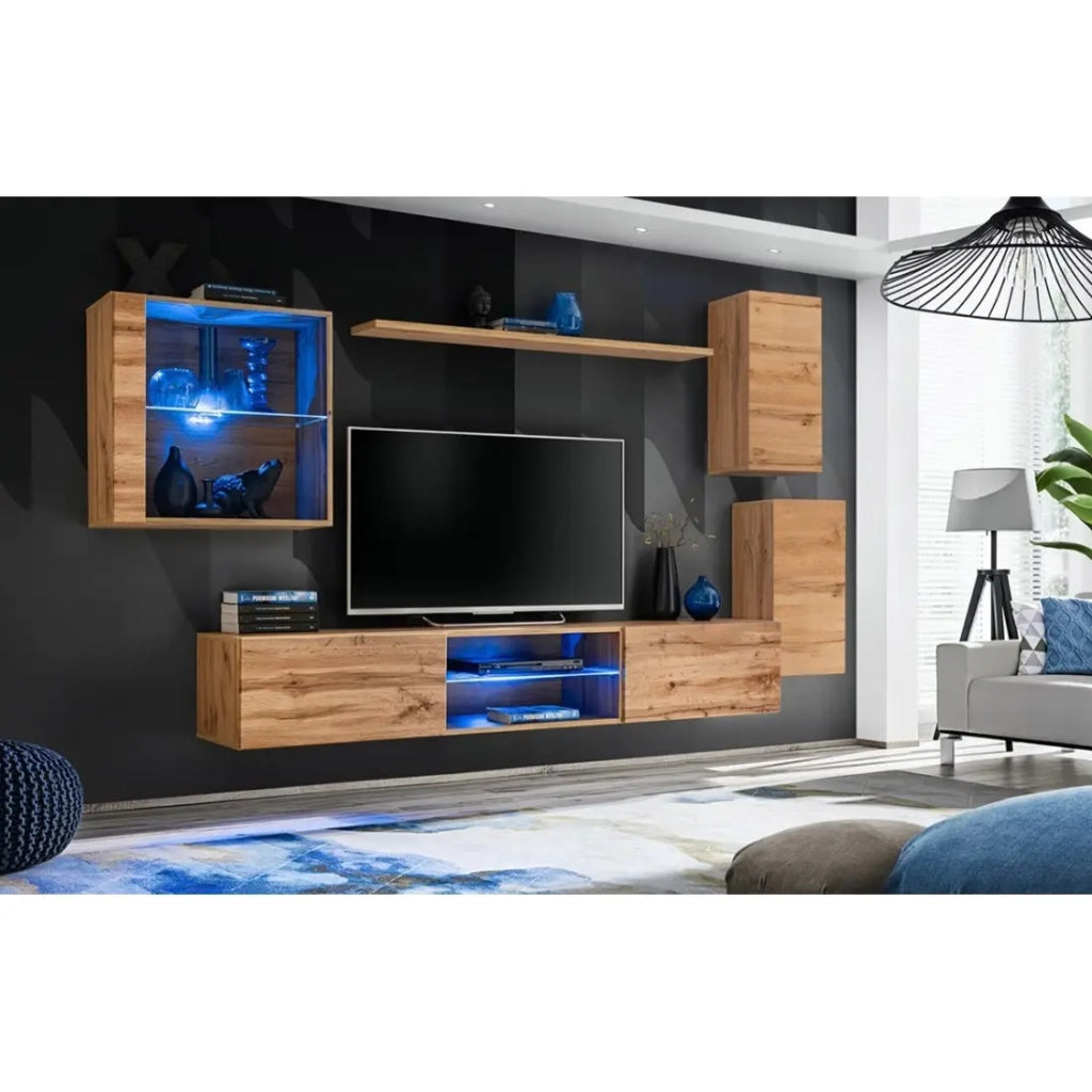 Set mobili da soggiorno SWITCH XXIII – LED – Rovere – Design sospeso