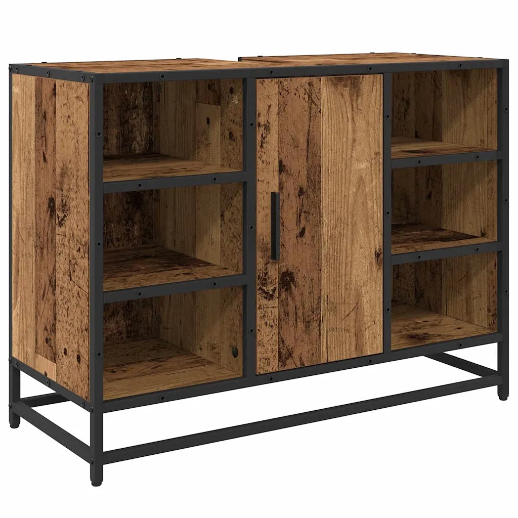 Set di mobili per il bagno con lo scaffale 2 pcs Legno vecchio
