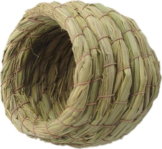 Nido per uccelli in grano intrecciato con base piatta, adatto per colombi, pappagalli, conigli, topi, gerbili e cavi.