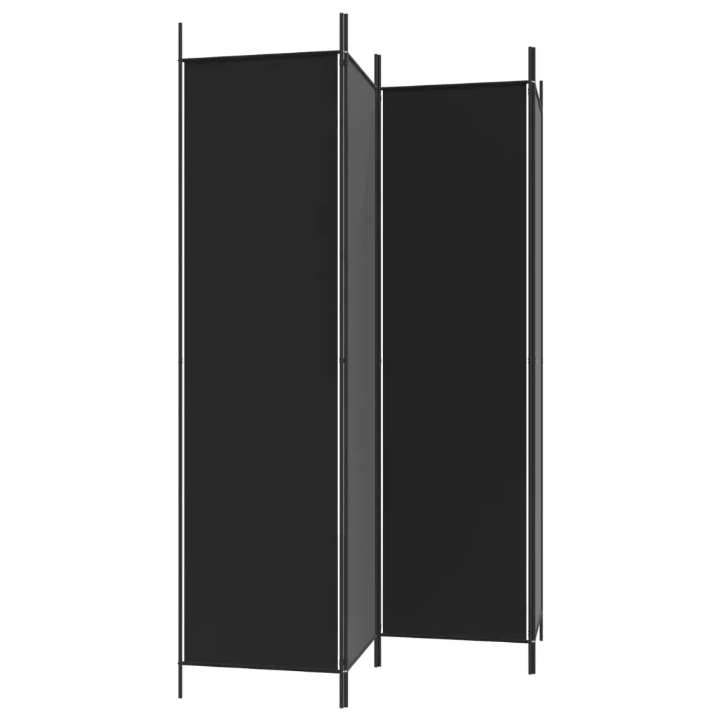 Divisorio a 4 Pannelli Nero 200x200 cm in Tessuto 350185