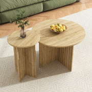 Set di 2 tavolini nesting rotondi in MDF e truciolare; colore naturale; ? 76 e 40 cm