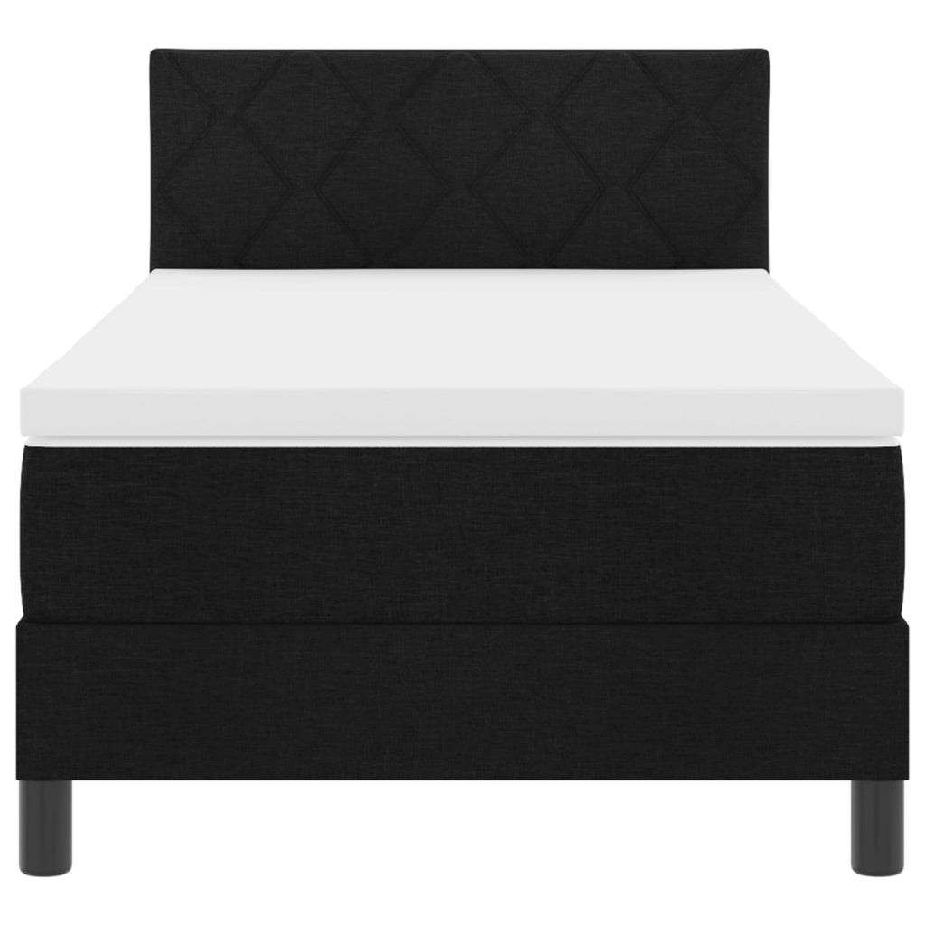 Letto Box Spring con Materasso Nero 90x200 cm Tessuto