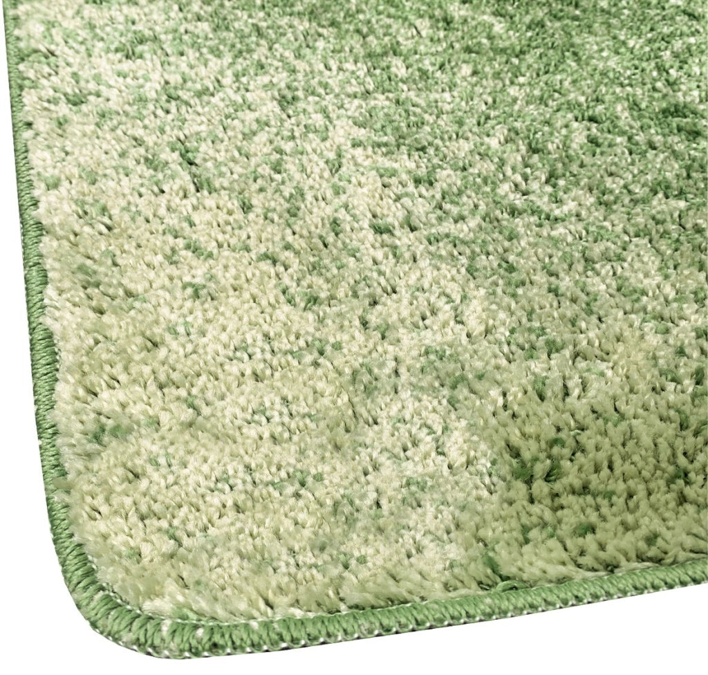 Tappeto Bagno Camera Scendiletto Doccia Vasca Antiscivolo Assorbente Shaggy Soffice IBISCO A Parure 3 Pezzi - Verde