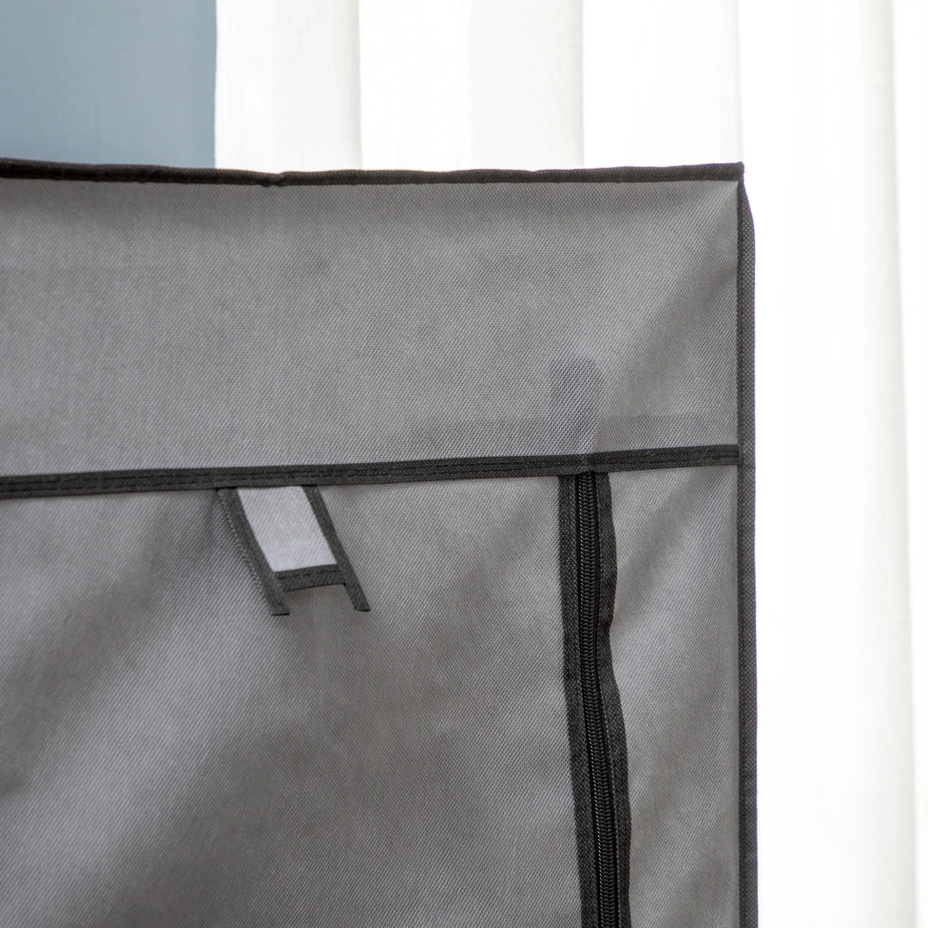 Armadio pieghevole in acciaio con 2 appendiabiti 5 ripiani aperti e 3 cassetti grigio scuro 125 × 43 × 162,5 cm
