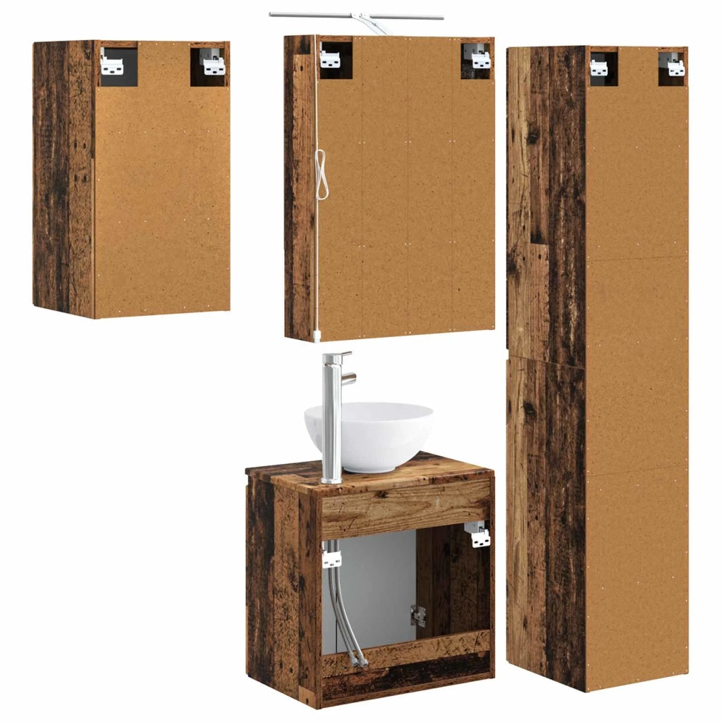 Set di Armadi da Bagno 5 pcs Legno antico 50 x 14,5 x 70 cm 3407301