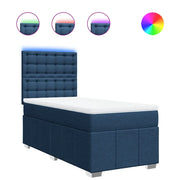 Letto singolo | Letto per adulti | Giroletto a Molle con Materasso Blu 90x200 cm inTessuto