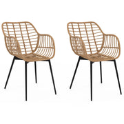 IDMarket - Set di 2 sedie da pranzo SUMMER in rattan con gambe in metallo nero
