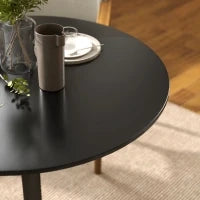 Tavolo da pranzo per 2 persone, piano rotondo Ø80 cm, MDF e Acciaio, antiscivolo, Nero, 75H cm