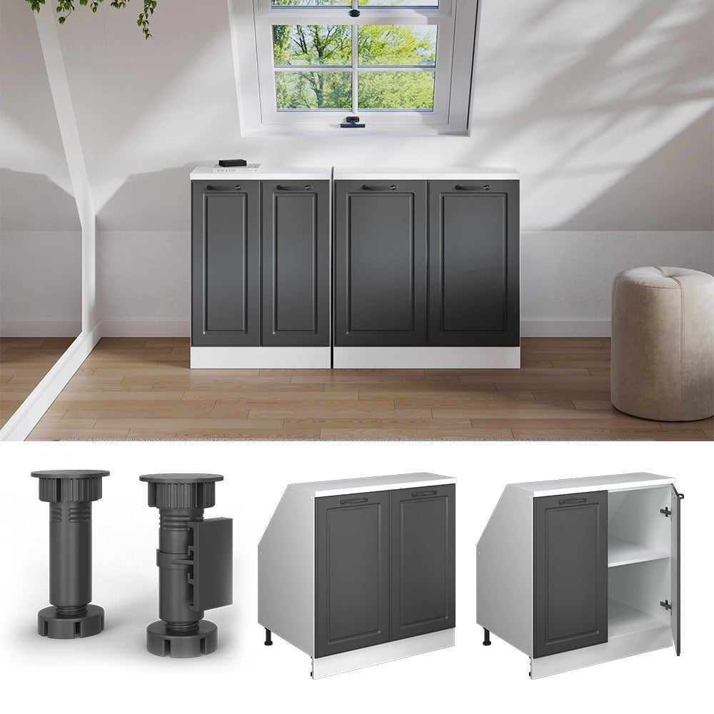Mobile sottotetto Rion Antracite rustico/Bianco 80 x 83.8 cm con 2 porte, carcassa 60 cm profondità Vicco